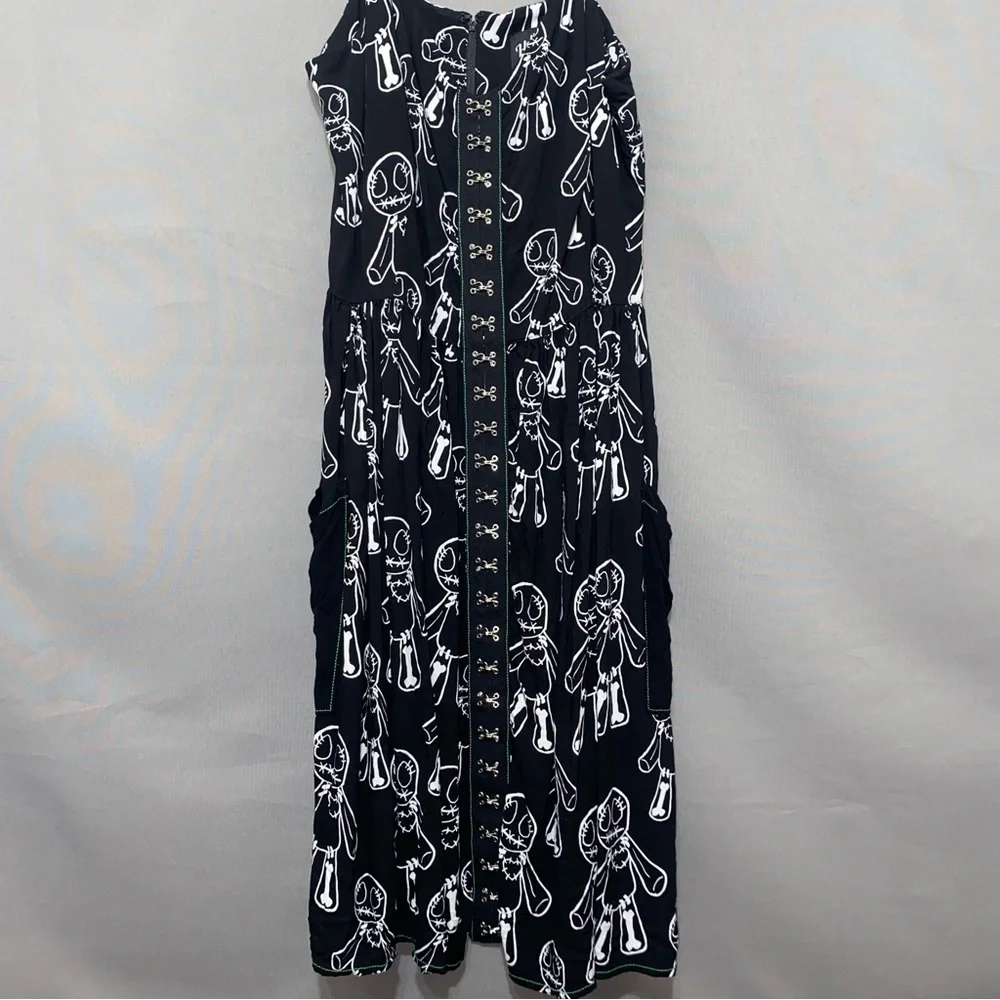 Hell Bunny Voodoo Doll Midi Dress Black and White Women's Dress - Picture 6 of 13